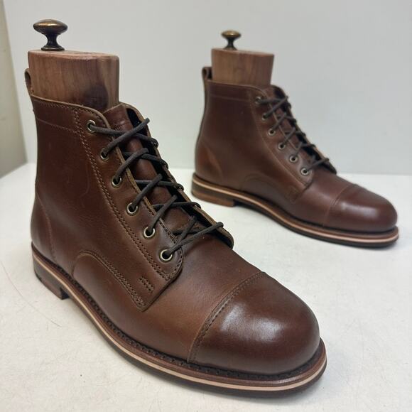 WORN ONCE Rancourt & Co x Helm Muller Work Boot Cap Toe Heritage Brown USA 8 D main image 4